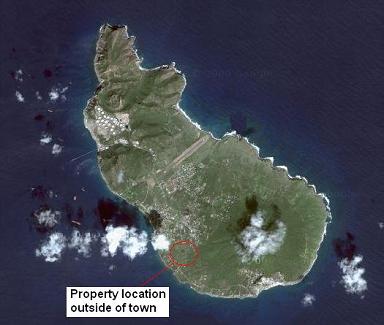 Aerial view of land in Statia for sale
